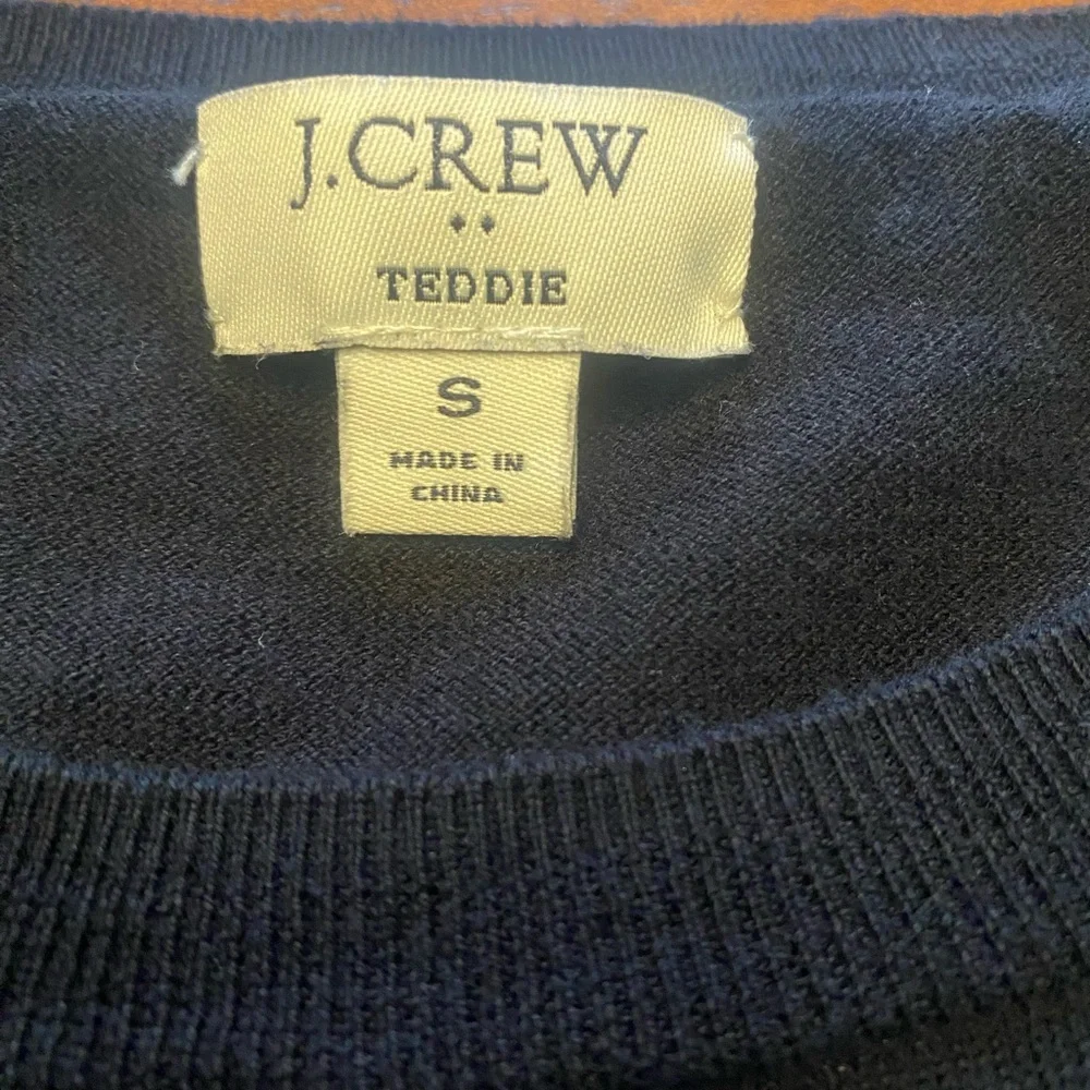 J. Crew Black Crewneck Long-Sleeve Teddie Sweater